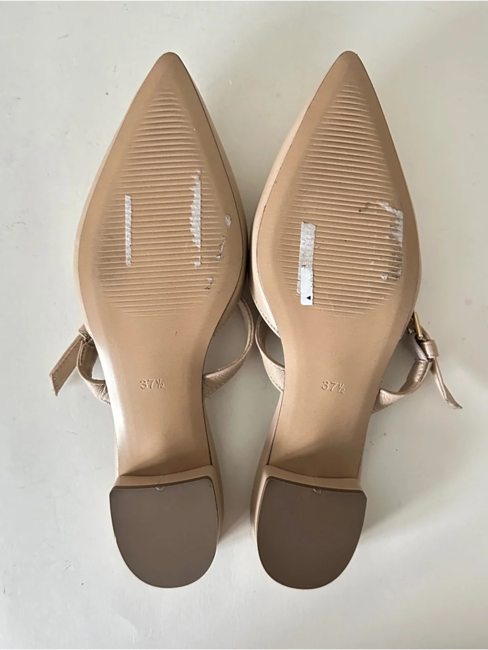 NEW Bruno Magli Pasha Nude Leather Slingback Mules with Gold Buckle, Sz 37.5 - Picture 12 of 13